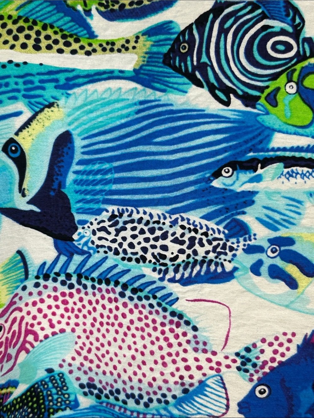 Shana Women’s Printed Fish-Pattern Button-Up Blouse - Blue Multi - Picture 4 of 8